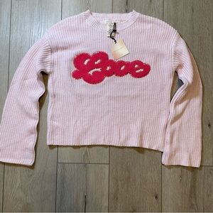 Happily Grey Light Blush Pink‎ "Love" Cozy Crewneck Sweater Girls M (10-12)